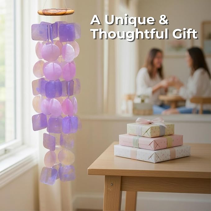 Solange & Frances Wind Chimes for Outside, Windchimes Outdoors, Unique Gifts for Mom, Gift for Women, Ideas, Gift for Women who Have Everything (Purple & Pink)