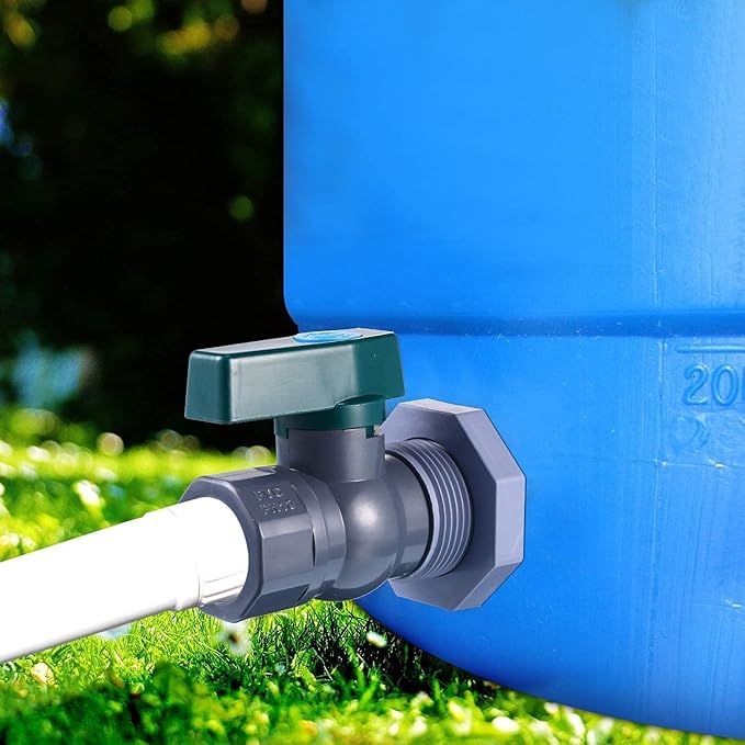 3/4 Inch Rain Barrel Spigot Kit - BILAL Water Barrel PVC Garden Diverter Kit with Bulkhead Fitting Hose Faucet Adapter and Thread Seal Tape for Water Tanks, Aquariums, Tubs, Pool, Garden Barrel