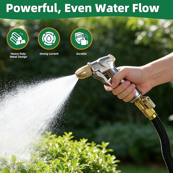 ARXIVE Garden Hose Nozzle Hand Sprayer, Heavy Duty High Pressure 100% Metal with 4 Adjustable Spray Patterns for Watering Lawn, Garden, Car Washing,Pets & Windows