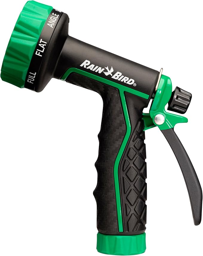 Rain Bird TRNZL8PRT Pistol Grip Rear Trigger Garden Hose Nozzle, Carbon Fiber Texture, 8 Spray Patterns