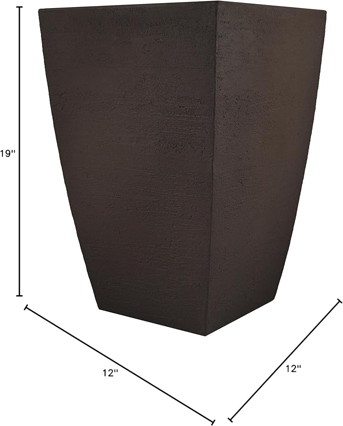 Tusco Products MSQT19ES Modern Square Garden Planter, 19-Inch, Espresso