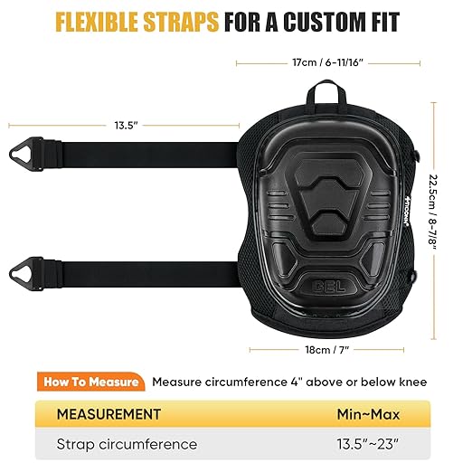 TICONN Gel Knee Pads for Work, Professional Heavy Duty Work Knee Pads for Men with Soft Foam and Gel Cushion for Men Construction, Garden, Flooring (Black)