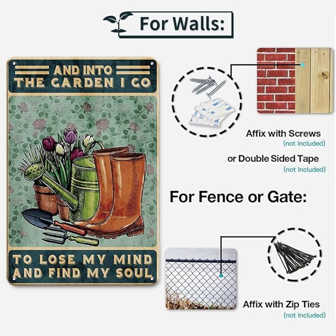 YOYI ART Funny Garden Decor for Outside Tin Sign - Vintage Metal Patio Signs for Outdoor, Home Yard, Backyard Wall Decor Art Accessories, Gardening Gifts for Women and Gardener Lovers, 8 x 12 inch
