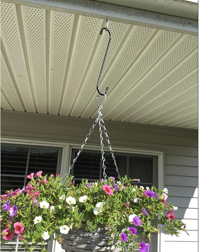 Lchkrep Plant Hooks 6 Pack 10 inch Black,Large Plant Hanger S Hook Garden Hooks for Plants, Hanging Baskets,Flower, Pergola,Garden,Patio,Kitchen,Indoor Outdoor Uses (Black-10inch)