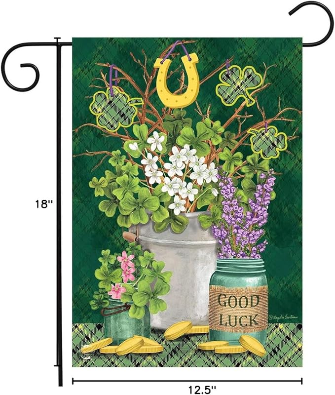 Briarwood Lane Lucky Potted Shamrocks St. Pat's Garden Flag