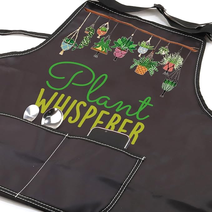JXGZSO Gardening Apron for Gardener Plant Whisperer Funny Gardening Aprons with Pockets Waterproof Plant Lover Gift