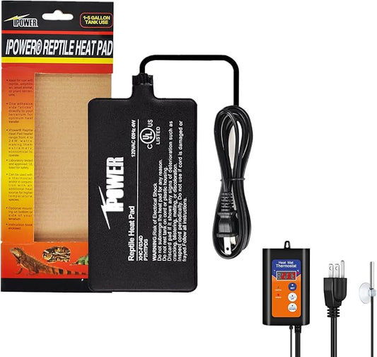 iPower 4X7 Inch Reptile Heat Pad Under Tank Heater Terrarium Warmer Heating Mat and Digital Thermostat Controller for Turtles Lizards Frogs and Other Small Animals
