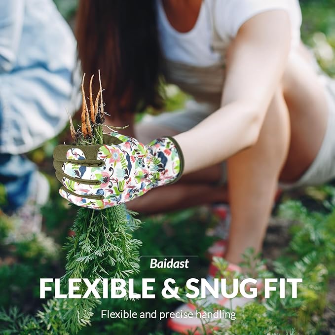 Baidast Gardening Gloves for Women, Breathable Leather Garden Gloves with Grip, Thorn Proof Work Gloves