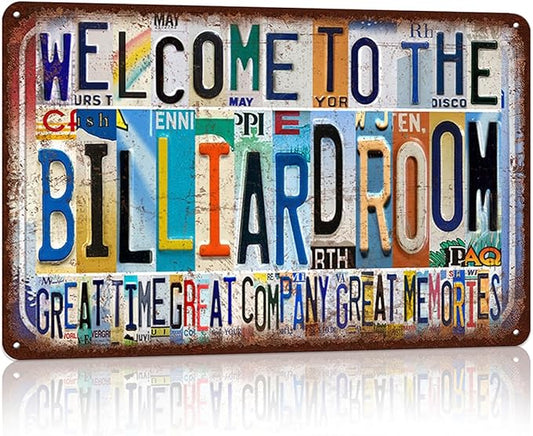 Vintage Billiard Room Wall Decor Welcome to The Billiard Room Metal Sign Tin Signs Poster - great time great company great memories