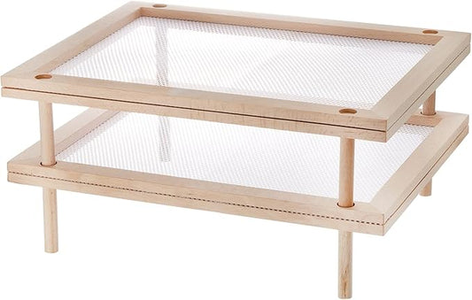 Cedilis Set of 2 Stackable Wood Pasta Herb Drying Rack, Food Dryer Stand with Net for Drying Seeds, Herb, Bud