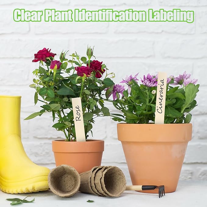 30Pcs Wooden Plant Labels, Outdoor Indoor Garden Markers and Name Tags for Seedlings Flowers Vegetables - Reused Waterproof Plant Label Stakes, 6 x 0.78in