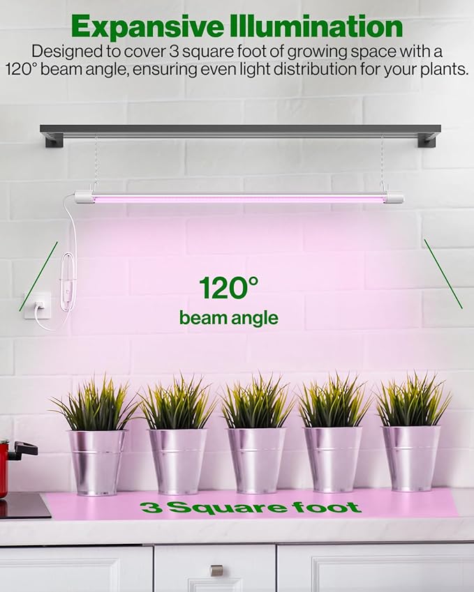 Sunco 3ft Grow Light LED, 30W, Full Spectrum, for Seed Starting, Seedling, Indoor Plants, Plug in Suspended Fixture, Link Up to 4, Inline Switch, UL/ETL 2 Pack.