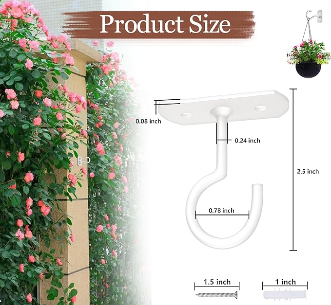 20Pack Ceiling Hooks Bulk for Hanging Plants 2.5in White