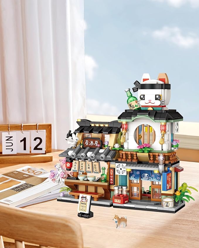 Japanese City Street View Izakaya Shop, MOC Creative Mini Building Blocks House Set 789 pcs, Simulation Architecture Construction Toy, Gifts Idea for Kids Adults (1232)