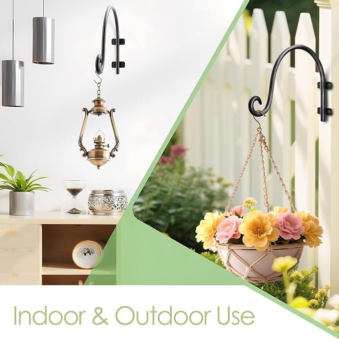 AJART Hanging Plant Hanger Outdoor: Bird Feeder Hangers for Outside - 8 inch Plant Hooks for Hanging Flower Baskets 2 Pieces