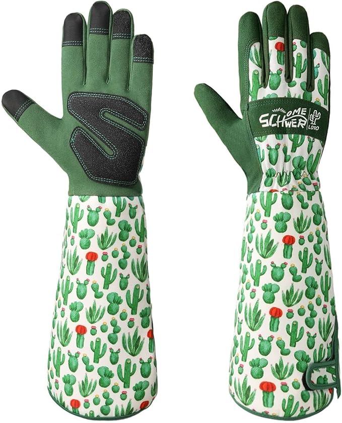 Schwer Gardening Gloves for Women, Rose Pruning Gloves with Forearm Protection, Touchscreen, Fingertip & Palm Strengthening, Breathable & Comfortable Long Garden Glove for Yard, Gardening Gifts, L