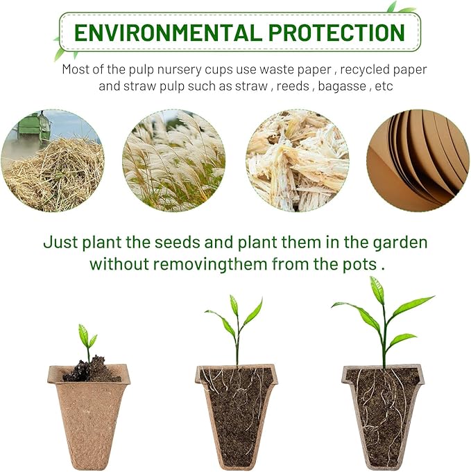 15 Packs Seed Starter Tray,180Cells Peat Pots,Biodegradable Pots for Seedlings,Organic Pot Plant Starter Trays Kit for Vegetable & Flower Seeding with 15 Plant Labels,2 Garden Tools