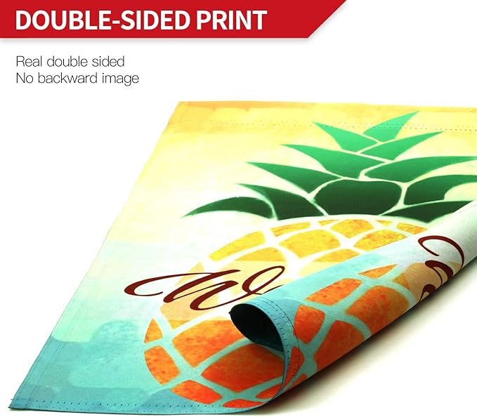 Anley Double Sided Premium Garden Flag, Cartoon Pineapple Welcome Spring Summer Decorative Garden Flags for Home Decor - Weather Resistant & Double Stitched Yard Flags - 18 x 12.5 Inch