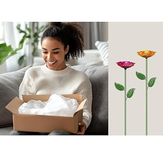 2 Pack Bee Watering Station,Colorful Metal Insect Bath Feeder for Garden, Butterfly Feeder and Bird Drinking with Flower Design, Outdoor Yard Decor (Yellow,Green)