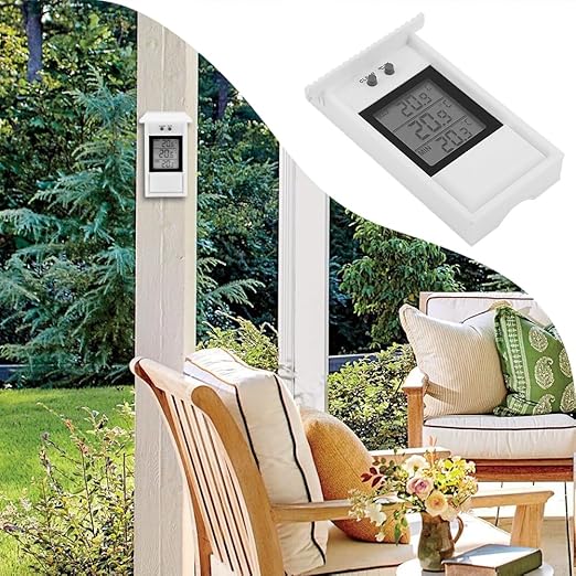 Joyzan Digital Greenhouse Thermometer, Outdoor Waterproof Max Min Temperature Meter Indoor High Low Tester Temperature Recording Weatherproof Hygrometer Gauge Monitor Wall Mounted Garden Home Growroom