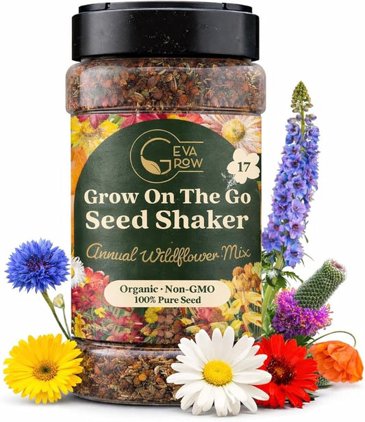 Wildflower Seed Shaker – Awesome Annual Mix by GevaGrow - 2 Ounce Shaker