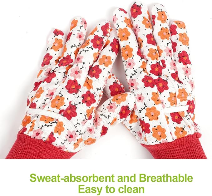 Ainiv Floral Gardening Gloves for Women/Ladies, Non-Slip Garden Work Gloves,Breathable Yard Work Glove Light Working Gloves