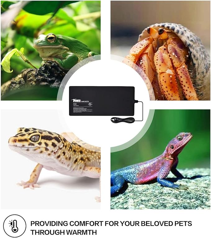 iPower Reptile Heat Pad Under Tank Terrarium Warmer Heating Mat for Turtle, Lizard, Frog, Snake, Reptile, and Other Small Animals, 8X18 Inch, 24W, 2 Pack