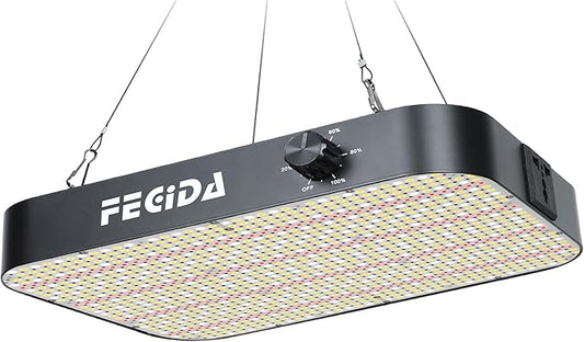 FECiDA 1200W Equivalent LED Grow Light, 130 Watt Power Draw Full Spectrum Grow Lights for Seed Starting, Seedlings, Veg, Bloom, 0–100% Dimmable, Daisy Chain, Quiet Cooling Fan