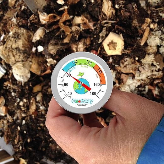 Compost Thermometer - 16 Inch Stem, Waterproof Soil Temperature Gauge for Composting, Stainless Steel, with Temperature Guide(40-180 ℉)