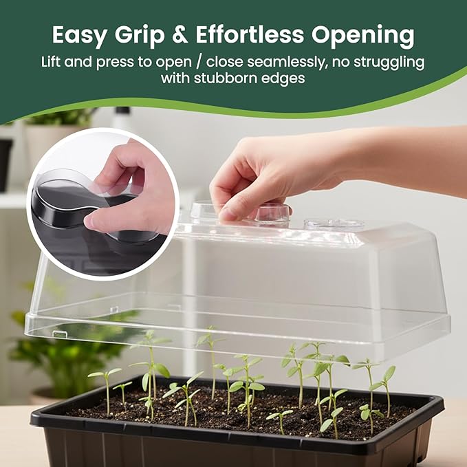 5 Pack 5" High Humidity Domes for SOLIGT Medium 14 * 10.8 * 2.3" Seed Starting Trays, Adjustable Vents, Portable Handle, Clear View, Unobstructed Light