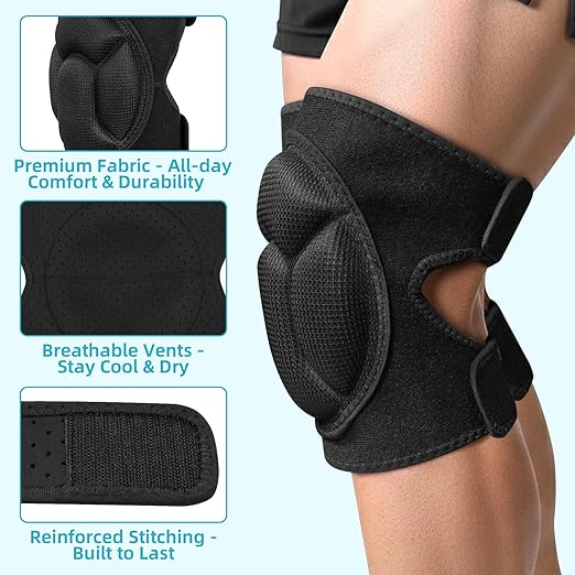 Knee Pads for Cleaning Floors & Gardening, One Size L Fits Most with Adjustable Straps, Soft EVA Foam Cleaning Knee Pads for Women & Men, Non-Slip Kneepads for Housework, Gardening, Yard & Flooring (1 Pair)
