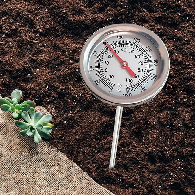 Compost Soil Tester Meter Measuring Probe Stainless-Steel Thermometer Temperature Monitor for Garden Lawn Plant Tool Moisture-Meter for Firewood-Soil Moisture-Meter Indoor Plants-Long Woodworking
