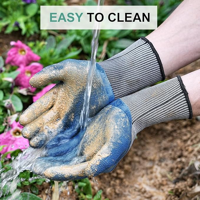 Trifabricy Garden Gloves for Women/Men - 6 Pairs Latex Gardening Gloves with Grip, Protective Work Gloves for Lawn Yard