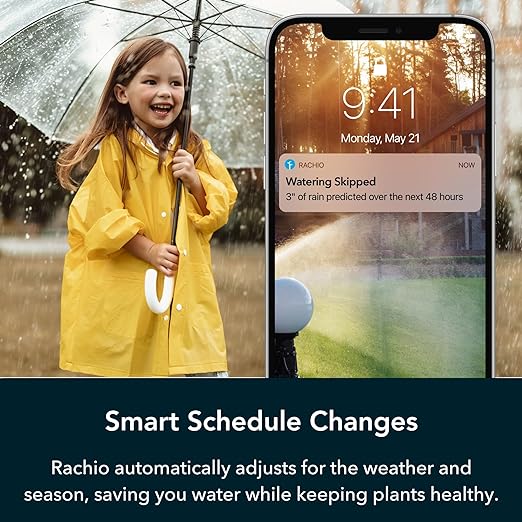 Rachio WiFi Smart Sprinkler Controller (8-Zone Irrigation Remote Control) – App-Based Scheduling, Local Weather Intelligence, Rain Skips, Easy DIY Install