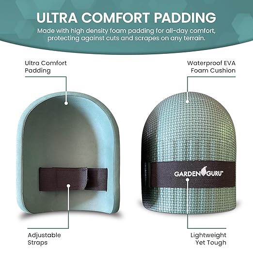 GARDEN GURU Home & Gardening Knee Pads – Waterproof EVA Foam Cushion, Soft Inner Liner, Comfortable Fit with Adjustable Straps