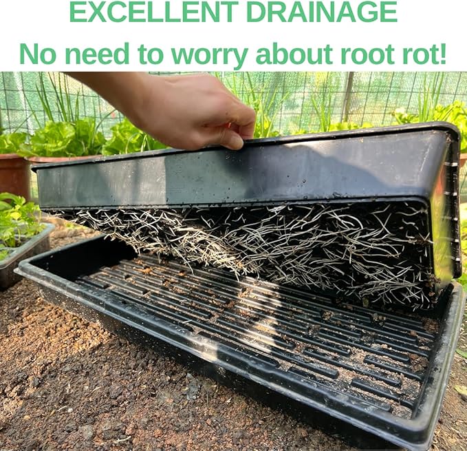 1020 Trays Set - 5 Pack (10 Pcs) Durable 1020 Mesh Tray and No-Hole Tray, Ideal Soil Blocking Trays for Seedlings, Microgreens, and Hydroponics, Heavy-Duty
