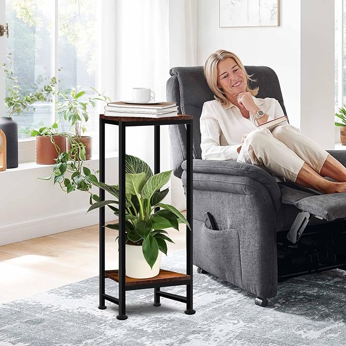 Plant Stand Indoor, Tall Plant stands for Indoor Outdoor Plants, 2 Tier Heavy Duty Plant Shelf 31" Metal Pedestal Stand Modern Corner Flower Stand for Patio, Living Room, Balcony