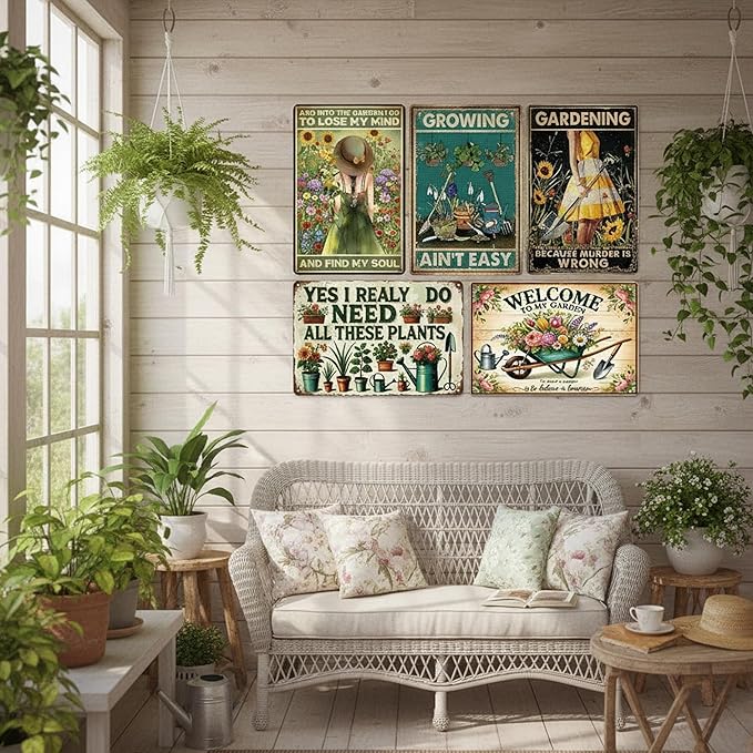 Metal Garden Decor - Funny metal signs, Women's Garden Gifts Vintage Gardening Signs for Yard, Backyard, Patio & Porch Decor, 8" x 12"