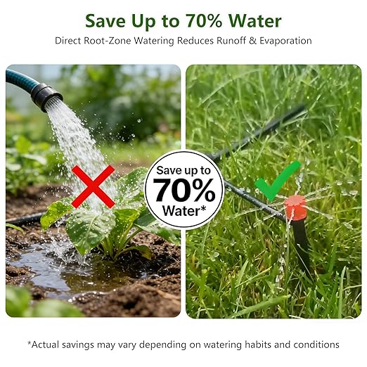 230FT Drip Irrigation System Kit, Garden Watering System with Quick Push-to-Connect 1/2'' & 1/4'' Tubing, Adjustable Drippers & Sprayers, Auto Irrigation System for Garden Raised Bed, Lawn, Greenhouse