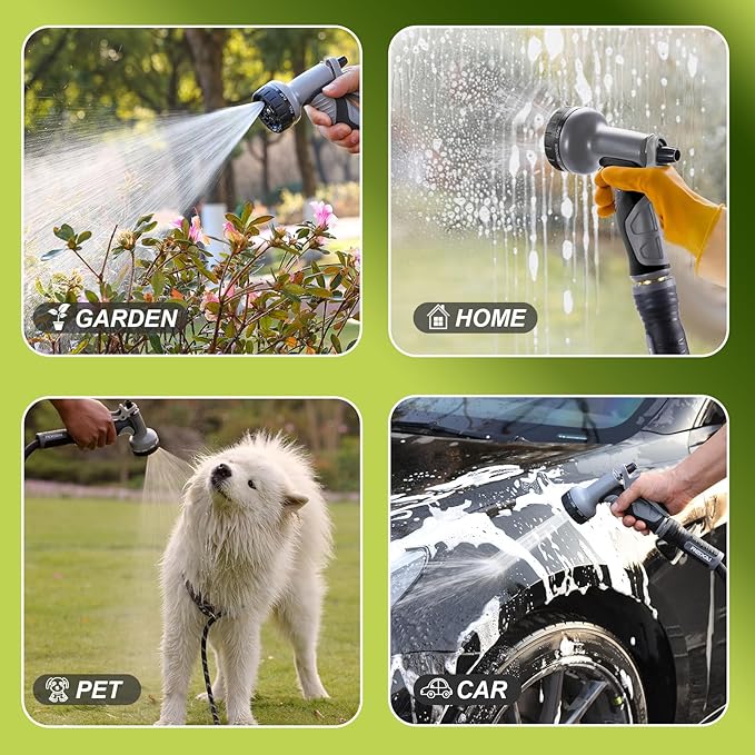 Relxitl Garden Hose, Flexible Water Hose, Ultra Lightweight Non-Expanding hose with 10 Function Sprayer, Leak proof, Pressure Resistant for Yard, Outdoor (Black, 75FT)