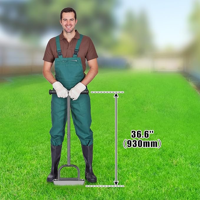 Lawn Coring Aerator Tool, Stainless Steel 4-Core Manual Plug Aerator for Yard & Lawn Aeration, Durable Aeration Tool with Soft Rubber Grip for Compacted Soil & Grass Care