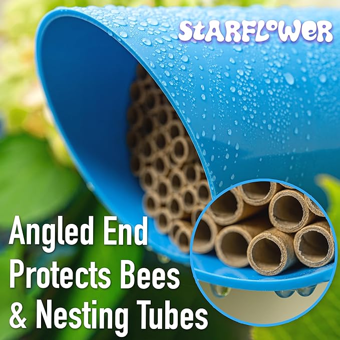 Rivajam Color Splash Mason Bee House - Vibrant & Strong Waterproof Bee Hotel & Insect Habitat - Mason Bee Tubes Filled Bee Houses for The Garden - Pollinator House Bug Hotel Gardening Gifts
