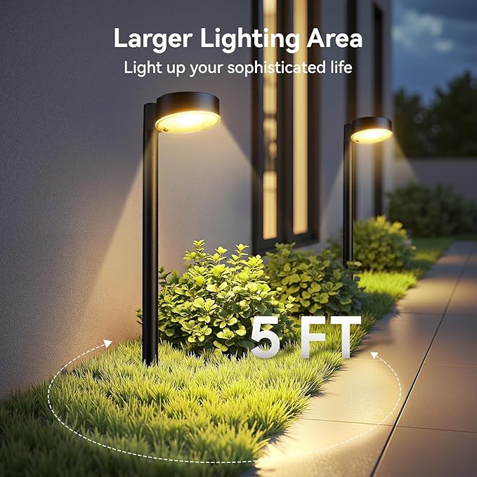 4 Pack Solar Pathway Lights Outdoor, Bright LED Solar Lights Outdoor Waterproof, Up to 12 Hrs Modern Path Lighting for Yard Garden Walkway Driveway Lawn Decor (4 Pack)