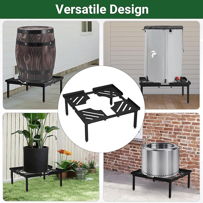 45-55 Gallon Rain Barrel Stand, Length & Width Adjustable Rain Collection Barrel Stand, Heavy-duty Steel Stand for Plastic Outdoor Rain Barrel