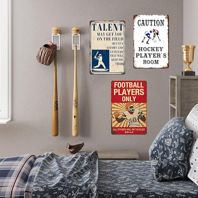 Hockey Gifts For Boys 8-12 Hockey Wall Decor Caution Hockey Player'S Room Sign Hockey Season Door Signs Ice Hockey Gifts Hockey Team Gift Bulk For Christmas Hockey Decor For Boys Bedroom Hockey Front Door Sign 8x12 Inch