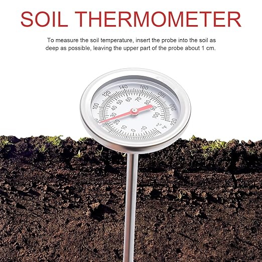 Soil Thermometer Tool Stainless Steel Probe Accurate Temperature Detector for Gardening Measuring Instrument for Compost and Soil Temperature