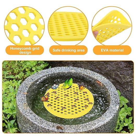 DECOHS 4 Pack Floating Bee Island- 7.87 Inch EVA Foam Floating Bee Watering Station- Butterfly Bee Waterer for Feeding, Bee Bath, Outdoor Garden Decor