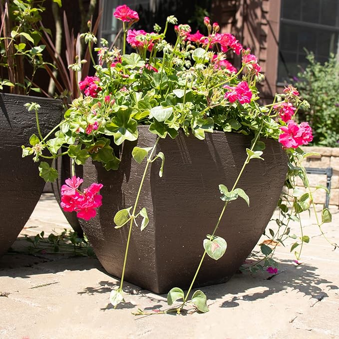 Tusco Products MSQ20ES Modern Square Garden Planter, 20-Inch, Espresso