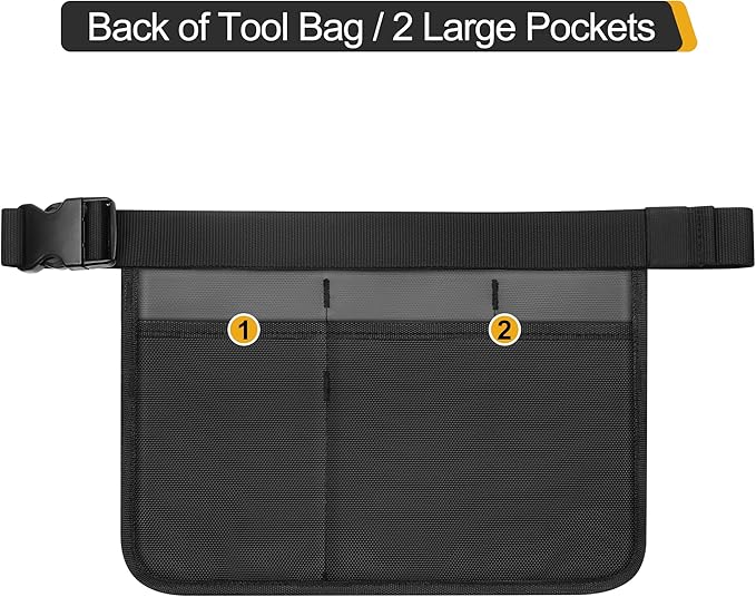Garden Apron for Women, Adjustable Tool Belt with 8 Pockets - Heavy Duty Oxford Work Belt for Gardening, Construction (Black)