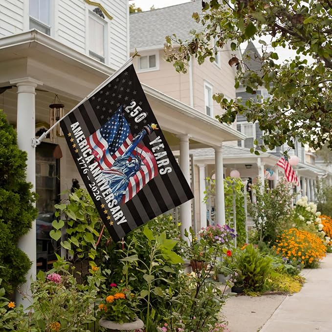 250 Years America Garden Flag, 3x5Ft 250th Anniversary USA Patriotic Outdoor Flags, 1776-2026 Commemorative Double Sided 3-Ply Banner Decorations Gift for Family Friends